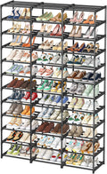 Shoe Rack Large Capacity 72 Pairs Tall Shoe Shelf, 3 Row 12 Tiers Sturdy Metal Shoe Organizer for Entryway, Closet, Bedroom, Black