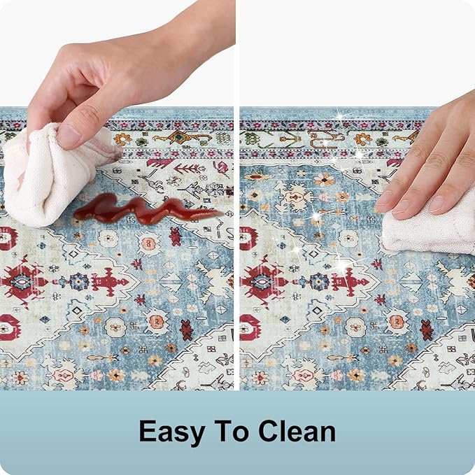 Collive Boho Kitchen Rugs and Mats 2PCS Cushioned Anti-Fatigue Floor Mat, Waterproof Kitchen Rug Set of 2 Non-Skid Comfort Standing Mat for Kitchen,Home,Office,Sink,Laundry,17"x30"+17"x47"