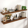 Floating Shelves for Wall 48"W x 9"D x 1.5"H, Engineered Wood Wall Shelves with Invisible Brackets for Living Room Bedroom Bathroom Office Kitchen Decor and Storage, Rustic Brown Finish, Set of 2