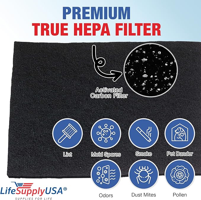 Cut to Fit Activated Carbon Filter Sheet 16x48" - Universal Air Purifier Charcoal Filter Roll for HVAC, AC, Window, Range Hood by LifeSupplyUSA