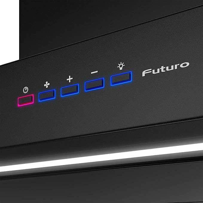 Futuro Futuro Island-mount Range Hood 36" 940-CFM | Positano Black | Black Steel Vent Hood | Modern Italian Exhaust Hood |LED, Ultra-Quiet with Blower