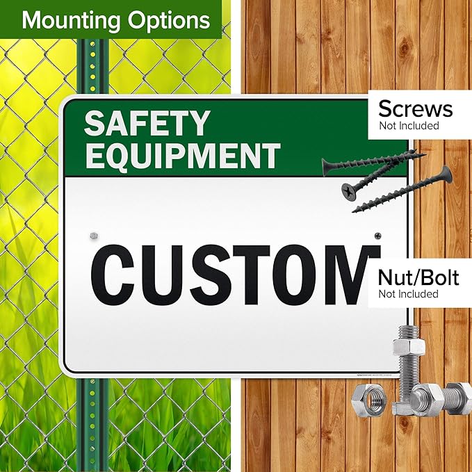 Custom Safety Equipment Sign, Ansi Sign, Osha Compliant, 24x30 Inches, 3M EGP Reflective, Rust Free .080 Aluminum, Fade Resistant, Made in USA by My Sign Center