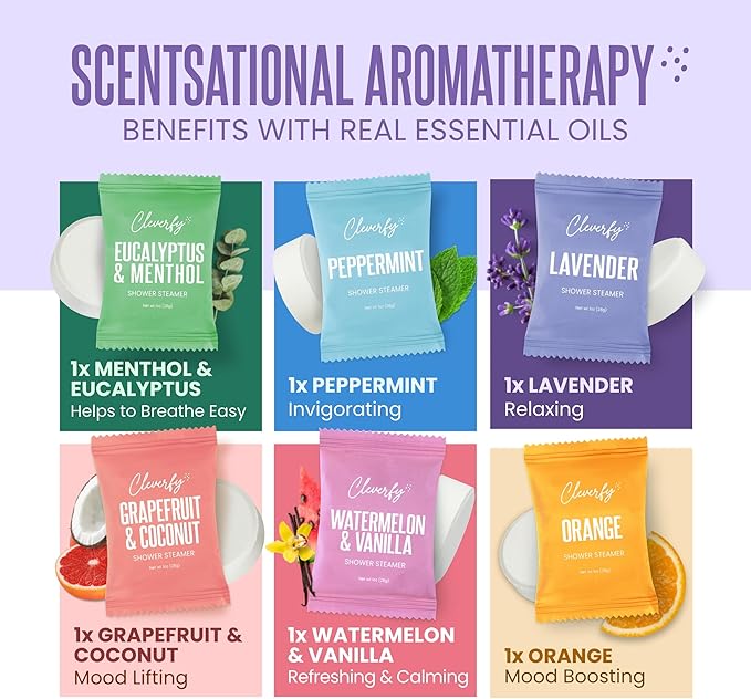 Cleverfy Shower Steamers Aromatherapy - Valentines Day Gifts for Her, Him, Women, Daughter, Mom, Girlfriend, Wife, Teen Girls and Boys - Valentines Gifts for Her, Him, Women and Men - 6 Tablets