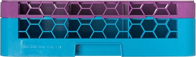 CFS RG9-1C414 OptiClean 9 Compartment Glass Rack with 1 Extender, 5.56", Polypropylene, Lavender/CFS Blue