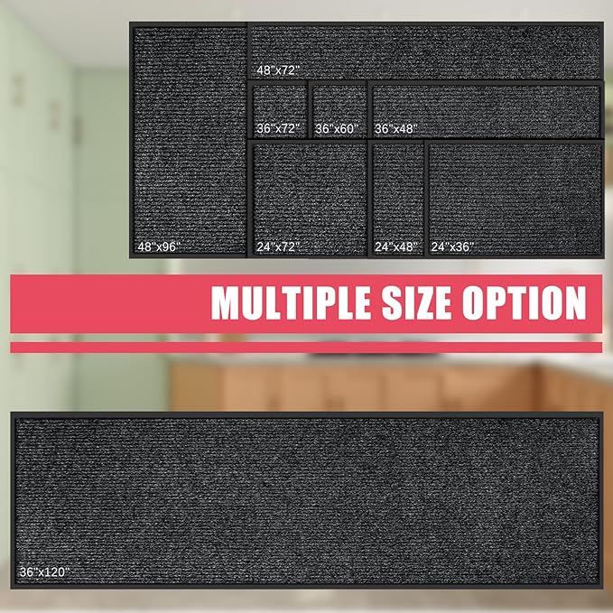 Kuyal Front Door Mat, 3'x10' Indoor Outdoor Entrance Mat, Commercial Floor Mats Inside Outside Entrance, Heavy Duty Durable Welcome, Rubber Backing Non Slip Outdoor Mats for Entryway,Black