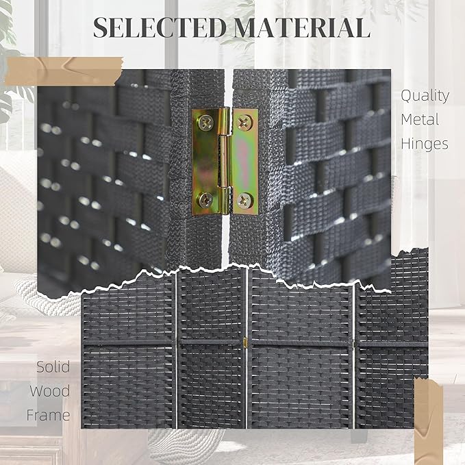 HOMCOM Room Divider, 8 Panel Folding Privacy Screen, 5.6' Tall Freestanding Partition for Home Office, Bedroom, Charcoal Gray
