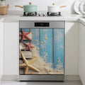 Dishwasher Magnet Cover,Beach Themed Dishwasher Cover Magnetic Blue Wooden Home Appliances Refrigerator Decorative 23" x 26"