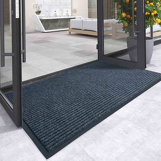 Front Door Mat,2'x6'Indoor Outdoor Door Mat,Heavy Duty Durable Welcome,Commercial Floor Mats Inside Outside Entrance, Waterproof All-Season, All-Weather Non Slip Backing Doormat for Entryway,Dark Gray