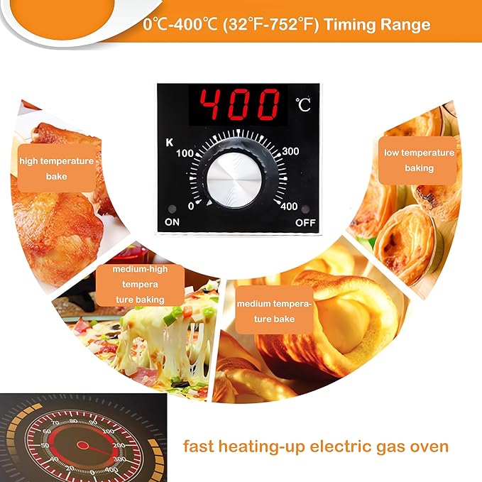 INTSUPERMAI Electric Gas Pizza Oven Stainless Steel Three Layers Movable Gas 6 Baking Dishes Pizza Oven Commercial Restaurant 110V 300W
