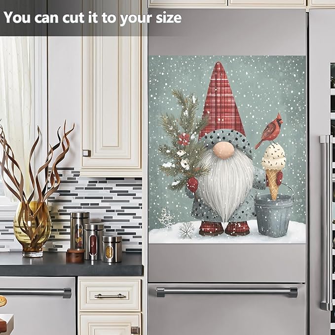 Christmas Gnome Dishwasher Magnet Cover Panel Winter Snowflake Magnetic Dishwasher Covers Refrigerator Sticker Decal Xmas Decorative Washing Machine Cover for Home Kitchen,23x26in