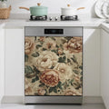Vintage Rose Dishwasher Magnets Decorative Cover,Retro Flowers Magnet Fridge Panel Decal for Home Kitchen Decor,23x26 in