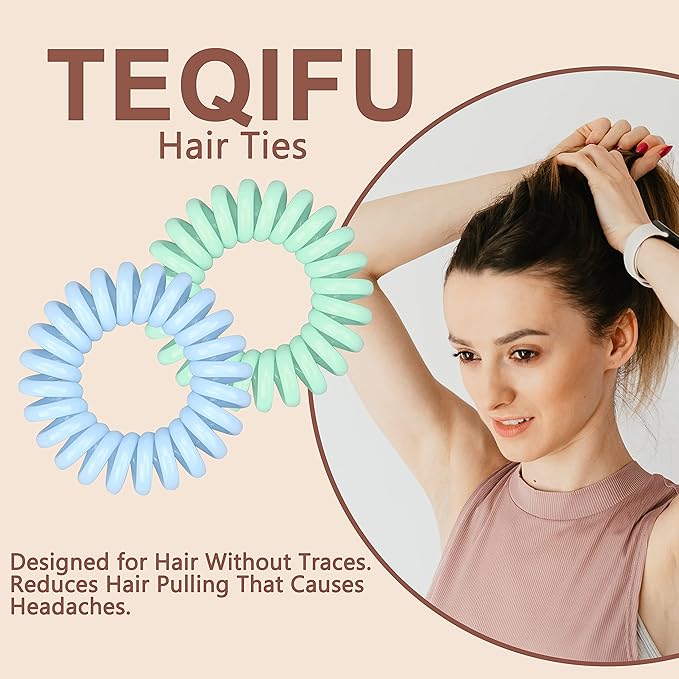 Hair Elastics, 20Pcs No Crease Spiral Hair Ties, Hair Bands Multi Color Waterproof for Women Girls, Hair Accessories