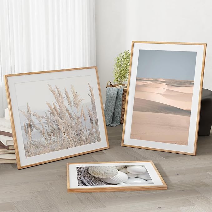 Fun Memories 18x22 Picture Frame, Solid Oak Wood for Wall, Poster Frame With Real Glass, Matted for 15x20, Home Decor (Natural Oak Color, 1 Pack)