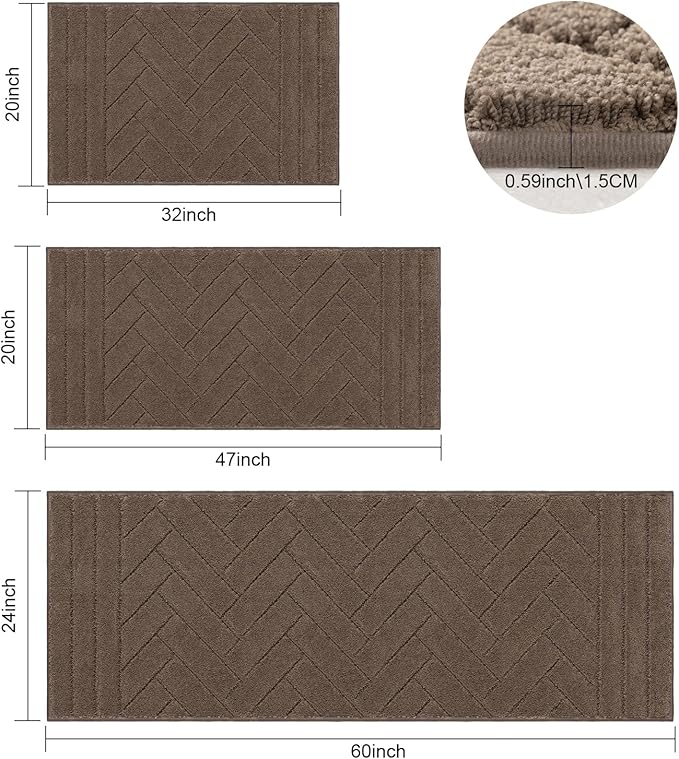 hicorfe Indoor Doormat,Front Back Door Mat Rubber Backing Non Slip Door Mats 20"x31.5" Absorbent Resist Dirt Entrance Doormat Inside Floor Mats for Entryway Washable Low-Profile(Camel)