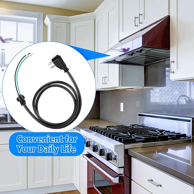 Dreyoo HCK44 Range Hood Power Cord Kit, Convert Your Range Hood to Plug in, Hardwire to Plug in Conversion Kit Replacement, Compatible with Broan, Nutone and Other Range Hood