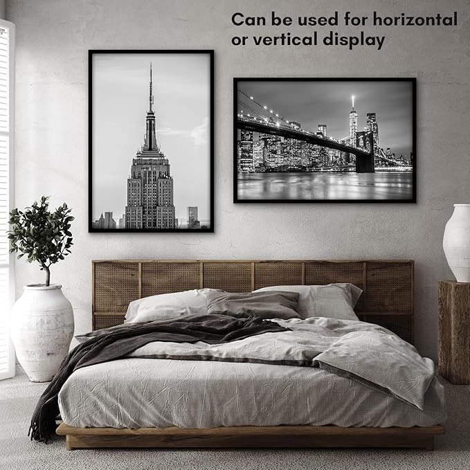 Americanflat 27x40 Picture Frame with Polished Plexiglass - Streamline Collection - Thin Border Picture Frame for Wall Display - Hanging Hardware Included - Black