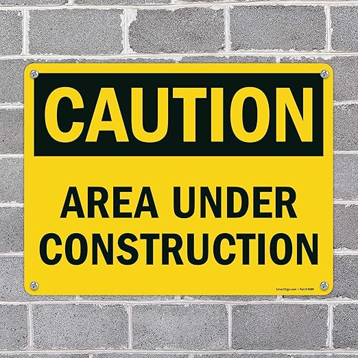 SmartSign "Caution - Area Under Construction" Sign | 18" x 24" Aluminum