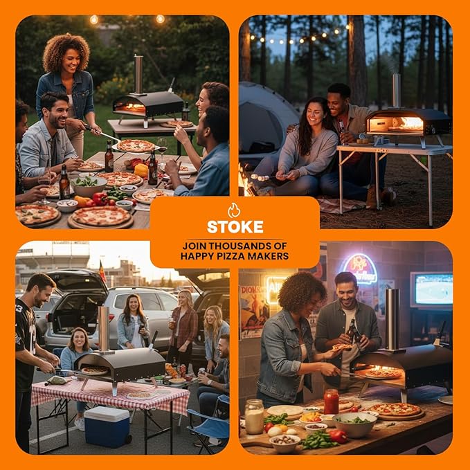 Stoke 13 Inch Outdoor Pizza Oven – Wood Pellet Portable Pizza Oven for Backyard, Camping, or Tailgating – Stainless Steel Oven with Pizza Stone & Accessories