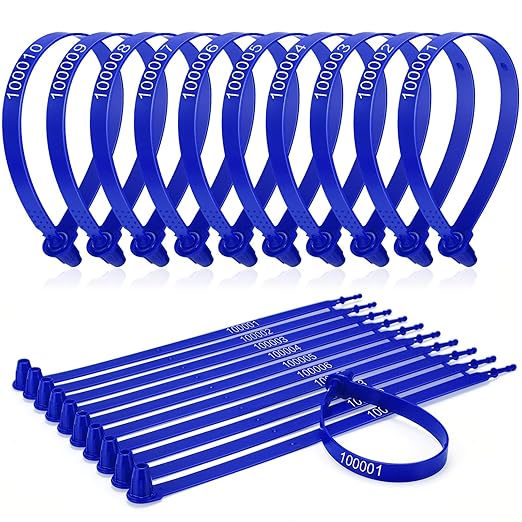Roowest 1000 Pcs Plastic Truck Trailer Door Seals, Tamper Evident Security Tags, Numbered Safety Disposable Locks for Container Logistics Transport Package Shipping(Blue)