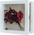 Freezing point Shadow Box Frame 8x8 Shadow Boxes Display Case with Linen Back Memorabilia Awards Medals Bouquet Photos Picture Badge Wedding Memory Box for Keepsakes White Small Pin Board White