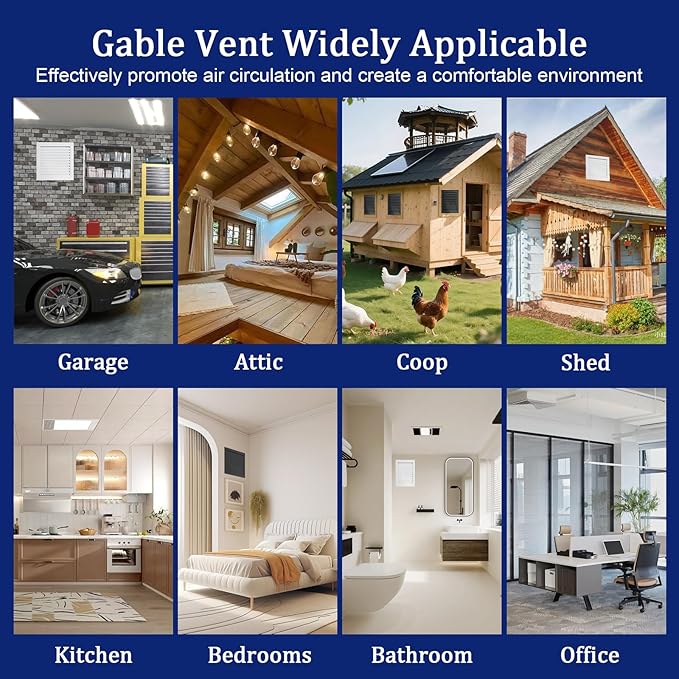 14" X 14" Gable Vent Aluminum Gable Vents for Houses Attic Vent Shed Vents Cover Exterior with Screen Mesh Alloy Wall Vent Ventilation for Home Garage Attic Ceiling - Vent Opening: 12" x 12" Black