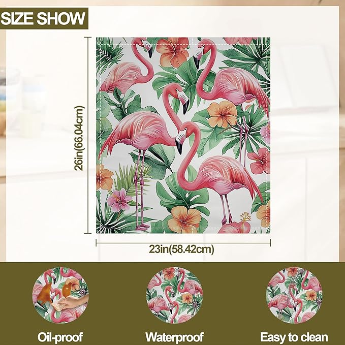 Pink Flamingo Magnetic Dishwasher Cover,Floral Plam Dishwasher Covers for The Front Magnetic Dishwasher Panel Decal Cover for Kitchen 23x26inch