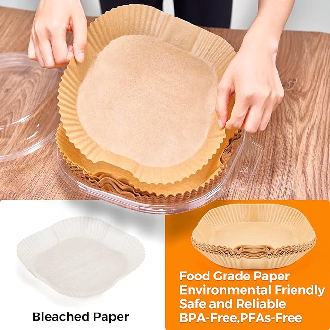Air Fryer Paper Liners Disposable: 100PCS Non-Stick Air Fryer Parchment Paper, Food Grade Baking Sheets for Baking Roasting Microwave