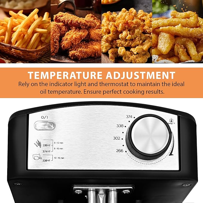 SUSTEAS Deep Fryer, 2 Baskets Electric Oil Fryer with 5.4QT/6L,3000W Timer Control Adjustable Temperature, Lid with Viewing Window and Odor Free Filter, Stainless Steel, Perfect for Kitchen, Fry Fish