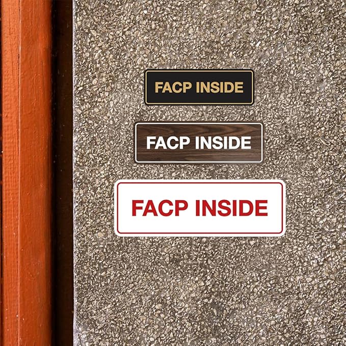 Signs ByLITA Standard FACP Inside Sign | Fire Safety Signage (Black Gold) - Medium 2 Pack