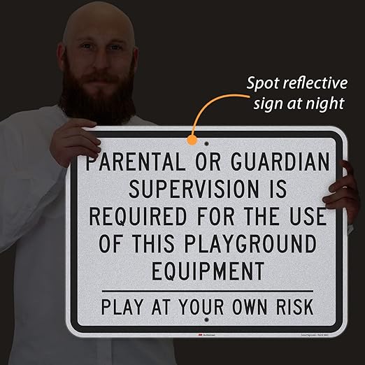 SmartSign 18" x 24" 'Parental/Guardian Supervision Required For Use Of This Playground Equipment' Metal Sign, 80 mil Aluminum, 3M Laminated Engineer Grade Reflective, Black/White, USA-Made