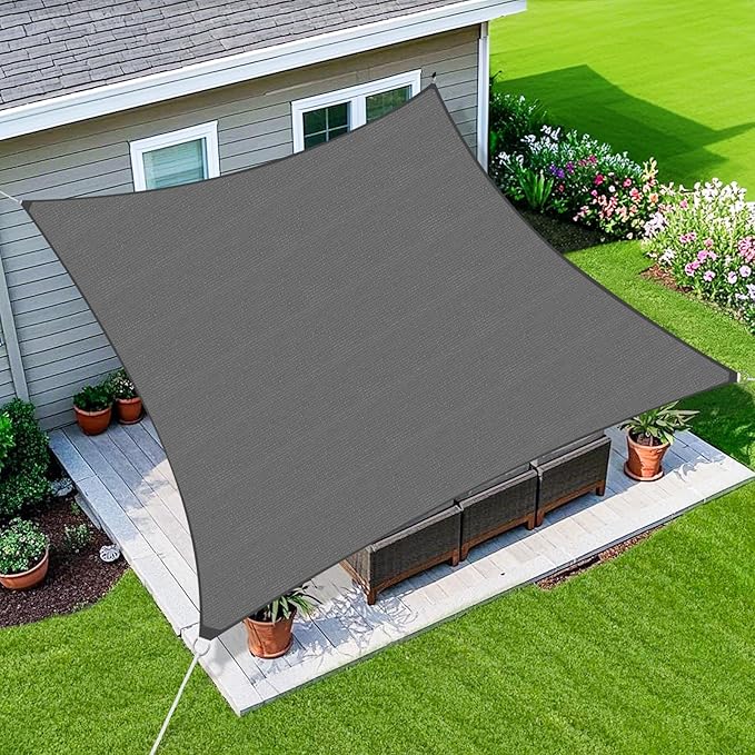 Amagenix Sun Shade Sail 10'X16' Curved Edge Outdoor Shade Canopy Dark Grey Breathable 95% UV Block Shade Cloth for Patio Garden Backyard (We Make Custom Size)