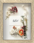 FrameWorks 8.5x11 Driftwood Wooden Shadow Box Frame – Soft Felt Back, Tempered Glass, and Included Elegant White Ball Push Pins