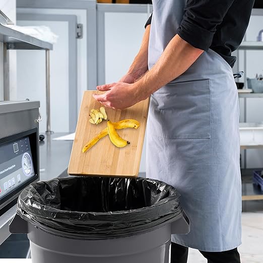 PRO&Family Commercial Round Trash Can, Ingredient Bin, Heavy-Duty Plastic, Anti-Static, Kitchen, Office, Outdoor Use (Gray, 20 Gallon)