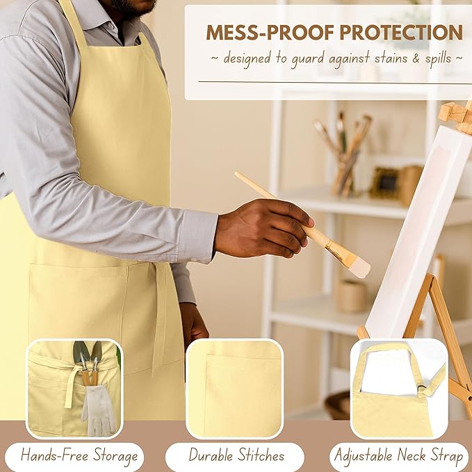 Native Fab Kitchen Apron 2 Pack - 100% Cotton Adjustable, Durable Apron with Pockets, Perfect for Cooking, Baking, Grilling