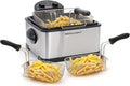 Elite Gourmet EDF-401TXB Electric 4.5 Qt. / 17 Cup Immersion Deep Fryer 3-Baskets, 1700-Watt, Timer Control, Adjustable Temperature, Lid with Viewing Window and Odor Free Filter