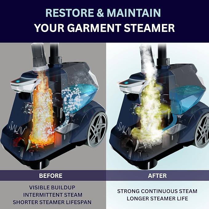 Garment Steamer Descaling Solution Decalcifier Packets for Mineral Deposits and Build-up Removal, Maintenance for Clothes, Works with all Garment Steamer Brands, Cleans Build Up, 10 packs