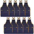 10 Pack Kitchen Aprons, Work Apron, Canvas, Multiple Pockets, Gardening, Painting, BBQ, Artist, Carpenter, Sizes M to XXL, Denim