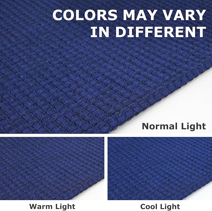 IOHOUZE Washable Exrea Long Hallway Runner Rug 3x14 Non Slip Rubber Backed Kitchen Runner Entryway Runner Indoor, Woven Rugs Floor Carpet for Kitchen Hall Entryway, Royal Blue/Navy
