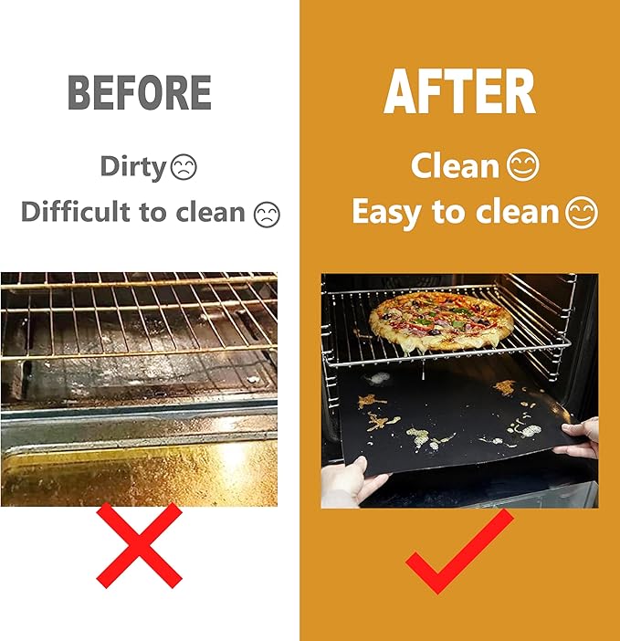 Oven Liners for Bottom, Large Thick Heavy Duty 100% Non-stick Reusable Teflon Mat, Baking Mat for Electric, Gas, Toaster Ovens, Grills, Kitchen Friendly Cooking Accessory (16.25x23)