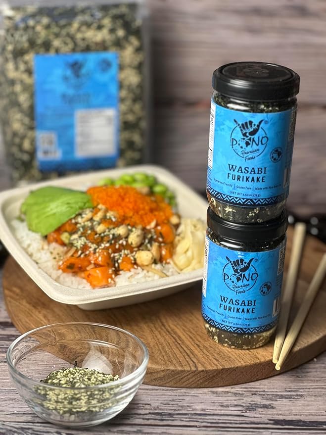 Pono Hawaiian WASABI NORI Furikake RiceSeasoning Premium Ingredients-Gluten-Free and Non-GMO-Multi Purpose Rice Seasoning–Free from Preservatives and Artificial Colors–Japanese Seasoning- 5 oz (142g)
