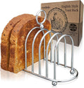 Muldale Toast Rack English Style - Victorian Chrome Holder for 6 Slices - Vintage Sturdy Stainless Steel Toast Stand with Ball Feet - British Caddy - 0.5" Wide Gap