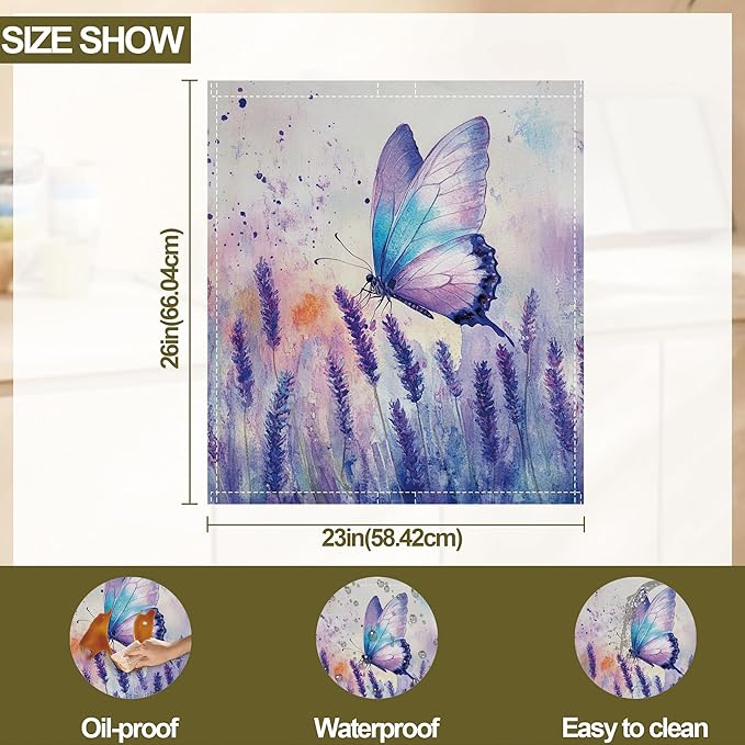Dishwasher Magnet Cover,Purple Lavender Dishwasher Cover Magnetic Butterfly Home Appliances Refrigerator Decorative 23" x 26"