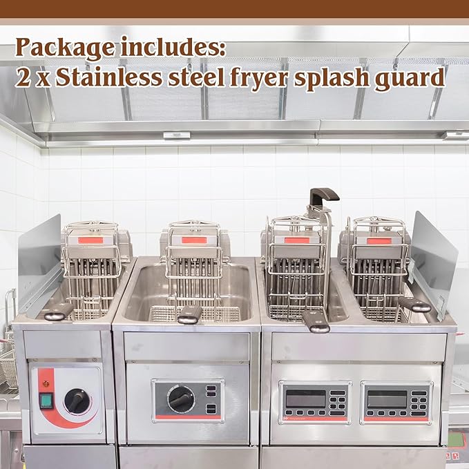 Ferraycle 2 Packs Stainless Steel Fryer Splash Guard Commercial Side Stove Splash Splatter Guard for Stop Oil from Splattering (20-1/2 W X 7.01'' H)