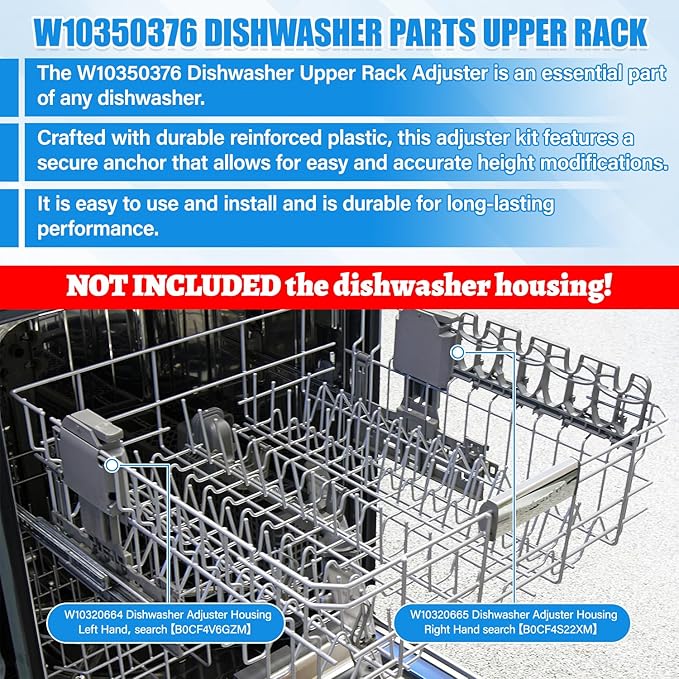 Upgraded W10350376 W10350374 Dishwasher Top Rack Parts For Kenmore/Kitchenaid Dishwasher Parts Upper Rack, W10195840 W10712394 Dishwasher Rack Parts For Whirlpool Dishwasher Top Rack Parts(10 Packs)