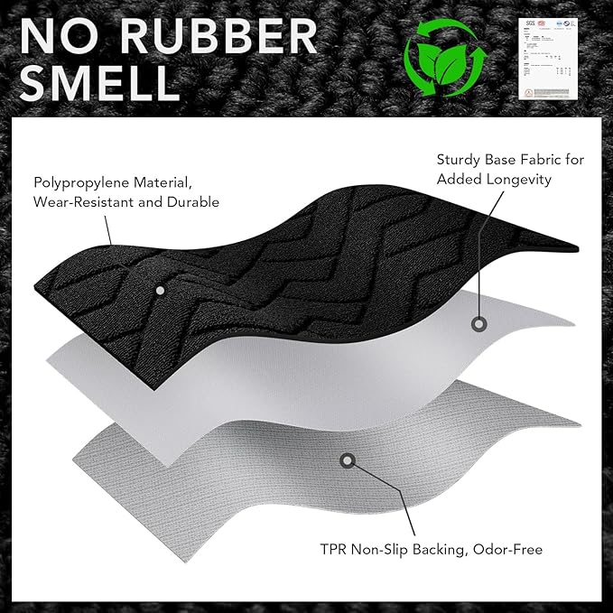 hicorfe Dirt Trapper Indoor Doormat,20"x59" Welcome Door mat,Non Slip Backing Washable Door Mats,Absorbent and Resistant Low-Profile Entrance Inside Floor Mat for Front Back Door,Entryway (Black)