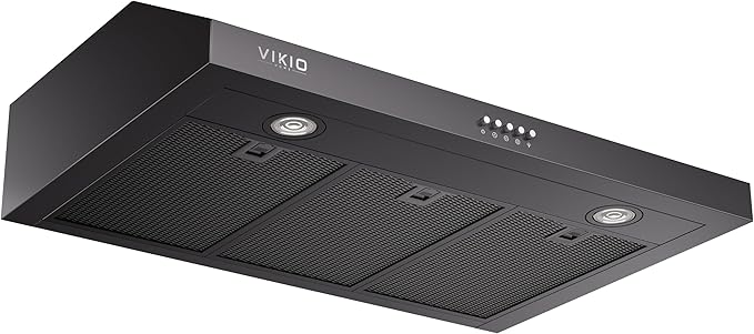 Under Cabinet Range Hood 30 Inch, 580 CFM Dual-Motor Kitchen Vent with LED Lights, Button Control, Ducted Stainless Steel Vent Hood, Reusable 5-Layer Aluminum Filters, Black