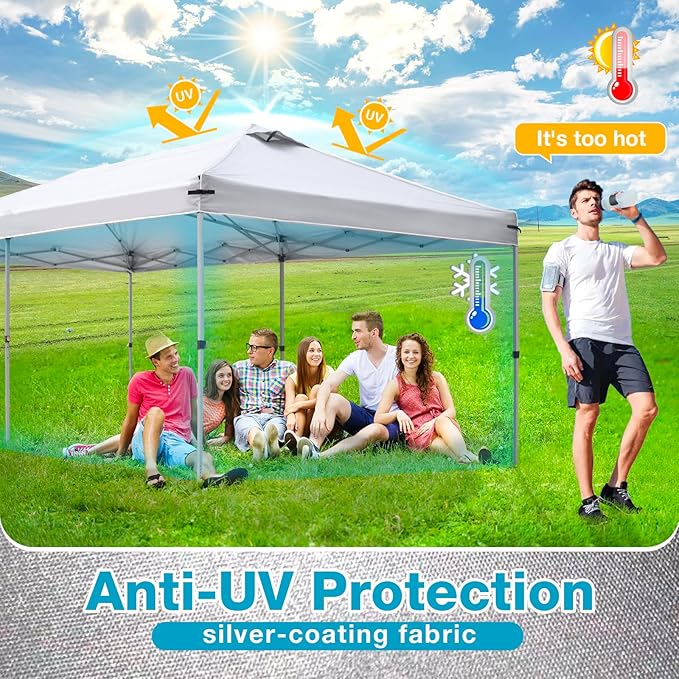 10x20 Canopy Replacement Top Cover with Air Vents for ez up Pop up Canopy Gazebo Tent, with Adjustable Strap, Waterproof & Anti-UV for Outdoor Shade (Top Only,Frame Not Included) (Off White)