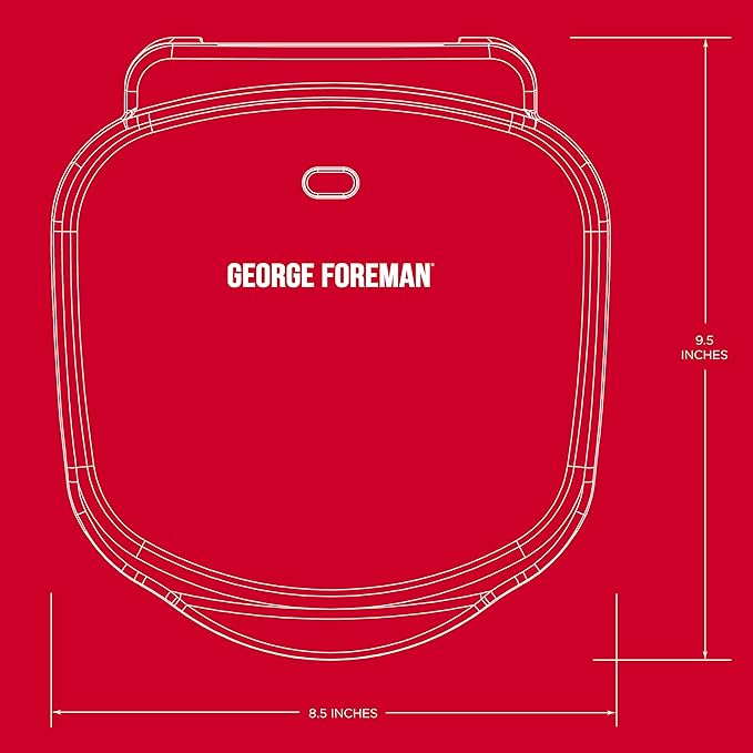 George Foreman 2-Serving Classic Plate Electric Indoor Grill and Panini Press, Black, Small Compact Size, GR10B