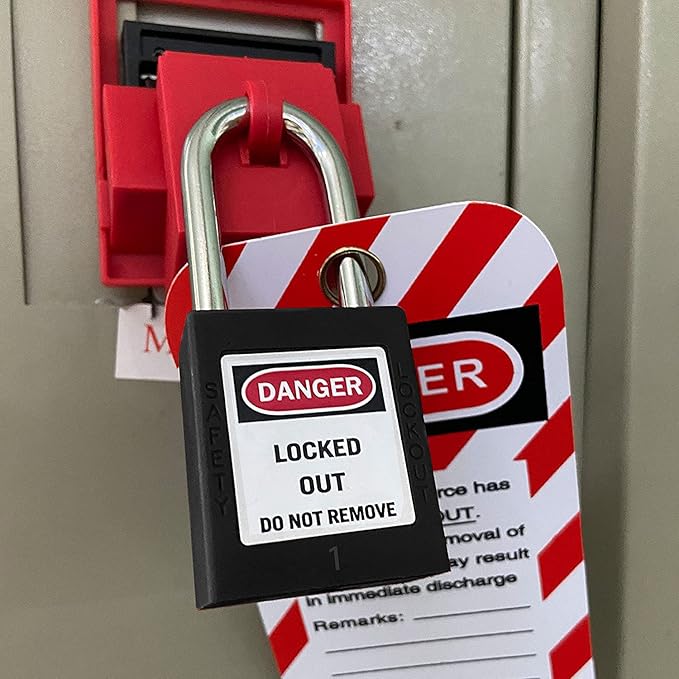 SAFBY Lockout Tagout Locks, Safety Padlock, Keyed Differently Loto Safety Padlocks for Lock Out Tag Out Kits Station (Black NO.1-10)