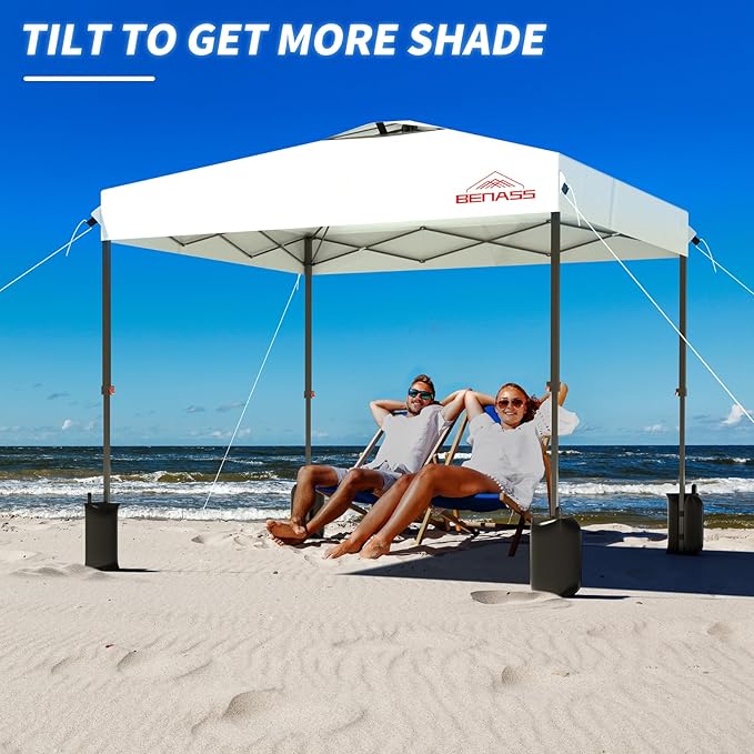 12x12 Pop Up Canopy, Easy Up Canopy Tent, Heavy Duty Tents for Parties, One Person Set Up Event Tent, White